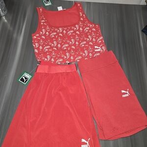 Puma Red Bike Shorts New- Looks Great With A Matching Top And Skirt In My Closet